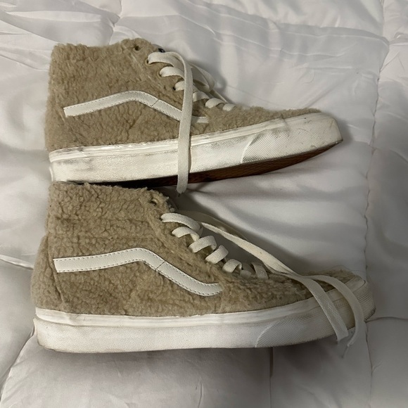 Vans Sk8 Hi Tapered Cozy Hug Desert Cream Fleece High-Top Sneakers - Picture 3 of 5